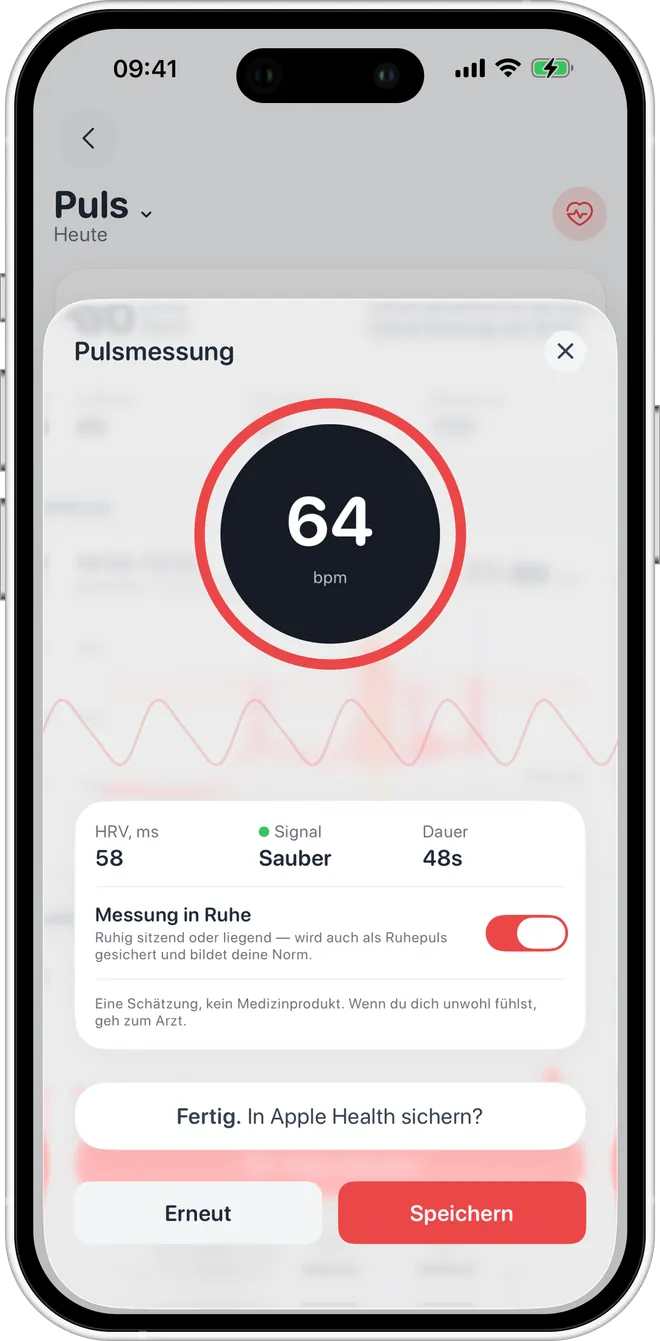 Puls mit der Kamera — Podo-Screenshot