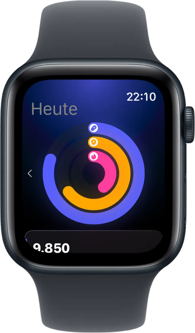 Podo auf der Apple Watch: dieselben drei Ringe am Handgelenk